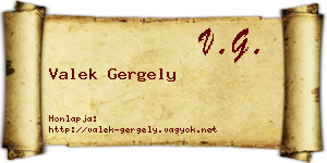 Valek Gergely névjegykártya